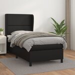 vidaXL Sommier à lattes de lit avec matelas Noir 90x190 cm Similicuir