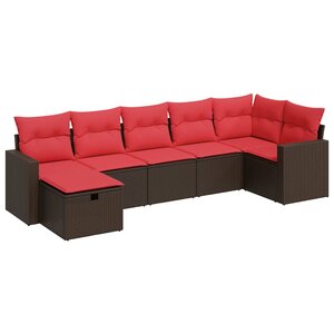 vidaXL Salon de jardin avec coussins 7 Pièces marron résine tressée