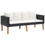 vidaXL Canapé de jardin à 2 places avec coussins Résine tressée Noir