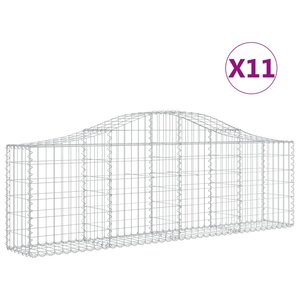 vidaXL Paniers à gabions arqués 11 Pièces 200x30x60/80 cm Fer galvanisé