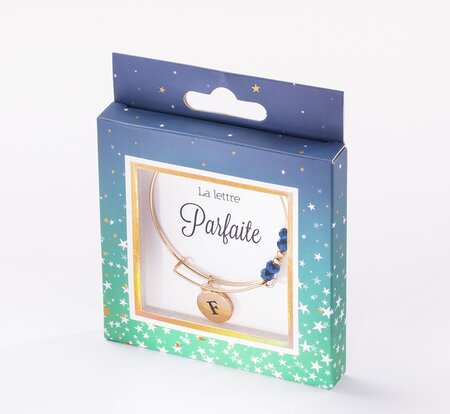 Bracelet  f avec perles bleues