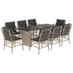 vidaXL Ensemble à manger de jardin et coussins 9 Pièces gris clair rotin