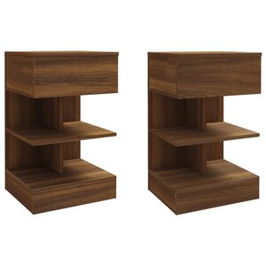 vidaXL Tables de chevet 2Pièces Chêne marron 40x35x65cm Bois d'ingénierie