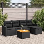 vidaXL Salon de jardin 6 Pièces avec coussins noir résine tressée