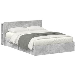 vidaXL Cadre de lit avec rangement avec tiroir Gris béton 150 x 200 cm
