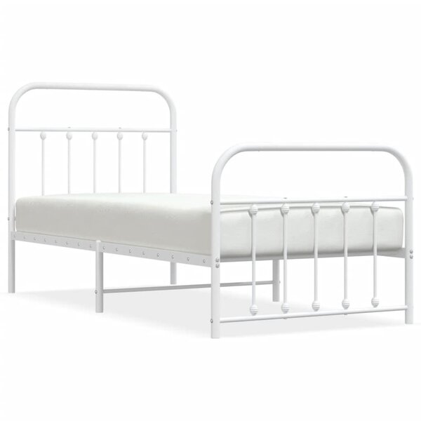 vidaXL Cadre de lit métal sans matelas avec pied de lit blanc 90x190cm