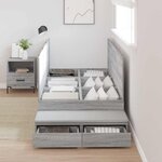 vidaXL Cadre de lit avec rangement Gris Sonoma 80 cm Bois d'ingénierie