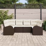 vidaXL Ensemble de canapé de jardin 6 Pièces Marron et blanc polyrotin