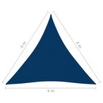 vidaXL Voile de parasol Tissu Oxford triangulaire 4x4x4 m Bleu