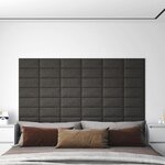 vidaXL Panneaux muraux 12 Pièces Gris foncé 30x15 cm Tissu 0 54 m²