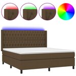 vidaXL Sommier à lattes de lit matelas et LED Marron foncé 180x200cm