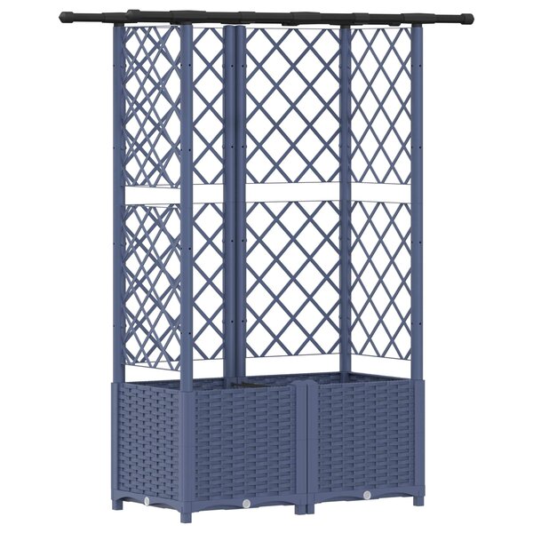 vidaXL Lit Élevé avec Treillis et Toit Gris 124 x 40 x 138 cm PP