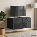 vidaXL Meuble TV mural Noir 59 5 x 41 x 30 cm Bois d'ingénierie