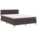 vidaXL Lit avec sommier et matelas LED marron foncé 140x200 cm tissu