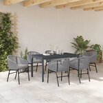 vidaXL Ensemble de salle à manger pour jardin 7 Pièces Gris Poly rotin
