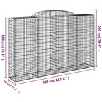 vidaXL Paniers à gabions arqués 6 Pièces 300x50x180/200 cm fer galvanisé