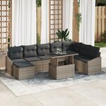 vidaXL Ensemble de canapé de jardin 9 pièces avec coussins gris en poly rotin