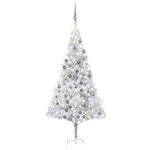 vidaXL Arbre de Noël artificiel pré-éclairé/boules argenté 180 cm PET