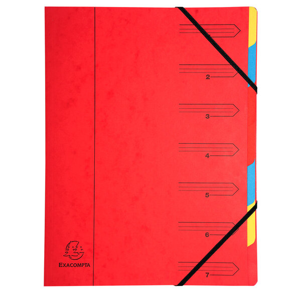 Trieurs dos agrafé - avec élastiques - 7 compartiments - 24 5x32cm - couleurs aléatoires EXACOMPTA