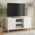 vidaXL Meuble TV Blanc brillant 102 x 34 5 x 50 cm Bois d'ingénierie