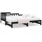 vidaXL Lit coulissant Noir 2x(80x200) cm Bois de pin massif