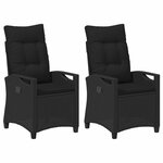 vidaXL Chaise de jardin 2 Pièces Noir 56 x 64 x 94 cm Acier et Polyester