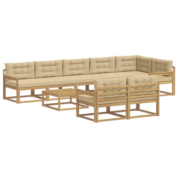 vidaXL Ensemble de canapés d'extérieur 9 Pièces Blanc et Beige