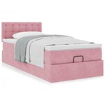 vidaXL Cadre de lit ottoman avec matelas rose 100x200 cm velours