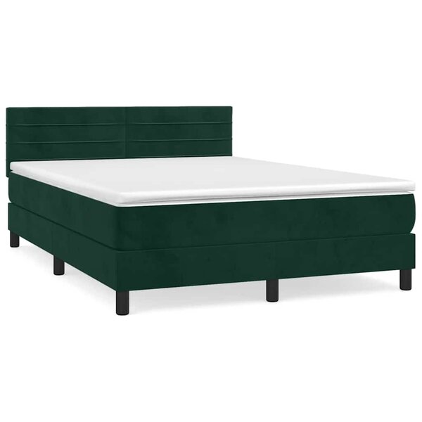 vidaXL Sommier à lattes de lit et matelas Vert foncé 140x190cm Velours