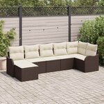 vidaXL Ensemble de canapé de jardin 7 Pièces Marron Poly rotin