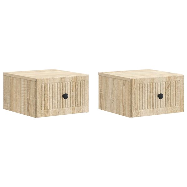 vidaXL Cabinet de chevet mural 2 Pièces Chêne Sonoma 33 x 34 5 x 20 cm
