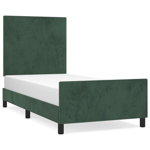 vidaXL Cadre de lit avec tête de lit Vert foncé 80x200 cm Velours