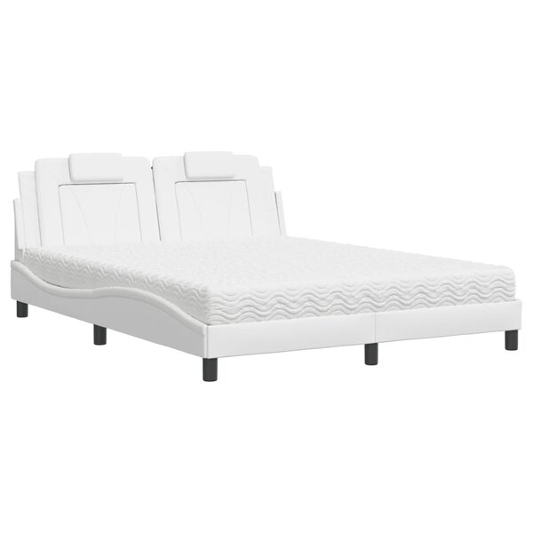 vidaXL Lit Viana avec matelas blanc 160x200 cm similicuir