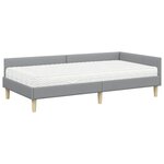 vidaXL Cadre de lit d'angle avec matelas 2 Pièces Gris clair tissu