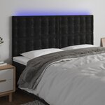 vidaXL Tête de lit à LED Noir 180x5x118/128 cm Velours