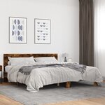vidaXL Cadre de lit chêne fumé 200x200 cm bois d'ingénierie et métal