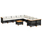 vidaXL Salon de jardin 11 Pièces avec coussins noir résine tressée