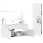vidaXL Ensemble de meubles de salle de bain 3 Pièces blanc brillant