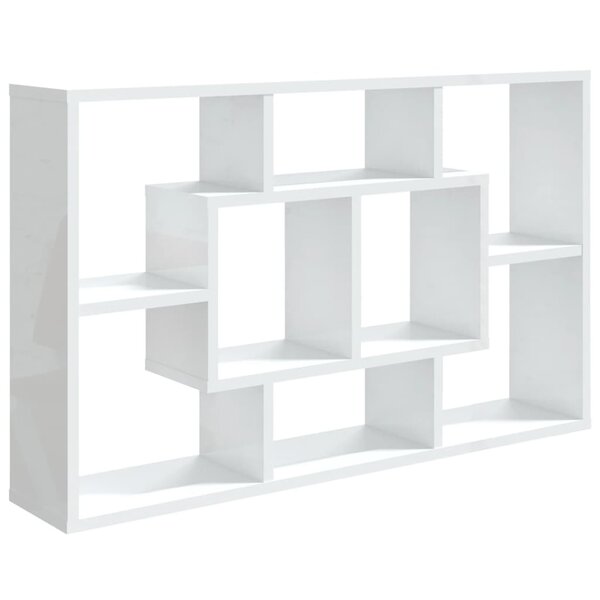 vidaXL Étagère murale Blanc brillant 85x16x52 5 cm Bois d'ingénierie