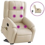 vidaXL Fauteuil inclinable de massage électrique Crème Tissu
