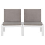 vidaXL Bancs de salon de jardin avec coussins 2 Pièces Plastique Blanc