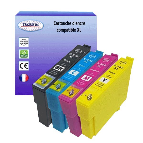 4 cartouches compatibles avec epson 502xl  - t3azur