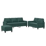 vidaXL Ensemble de canapés 3 Pièces avec coussins Vert foncé Velours