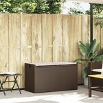 vidaXL Banc de rangement extérieur coussin marron 100cm résine tressée