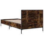 vidaXL Cadre de lit chêne fumé 90x200 cm bois d'ingénierie et métal