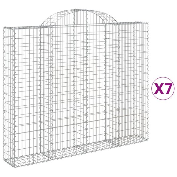 vidaXL Paniers à gabions arqués 7 Pièces 200x30x160/180 cm Fer galvanisé