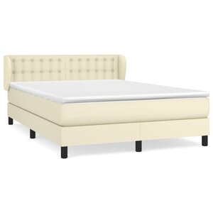 vidaXL Sommier à lattes de lit avec matelas Crème 140x200cm Similicuir