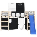 vidaXL Rideaux pour lit mezzanine avec tunnel blanc et noir polyester