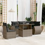 vidaXL Salon de jardin 6 Pièces avec coussins gris résine tressée