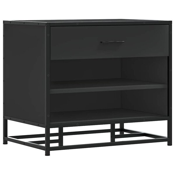 vidaXL Banc à chaussures noir 60x40x53 5 cm bois d'ingénierie et métal